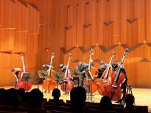 Mikyung Sung with 6bass taking bows after recital encore