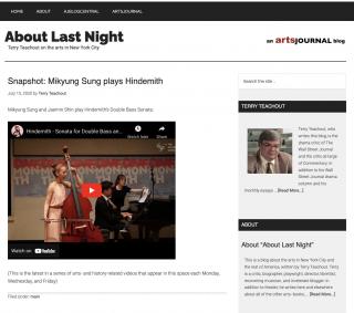 "About Last Night" de Terry Teachout dans ArtsJournal avec Mikyung Sung jouant Hindemith